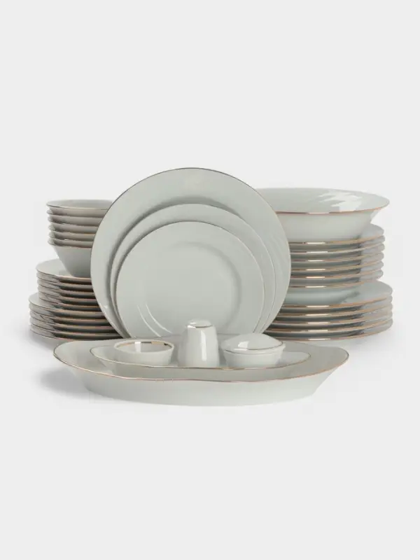 Сервиз столовый Добрушский завод &laquo;Голубка&raquo;, 36 предметов, 4 вида тарелок, фарфор, белый