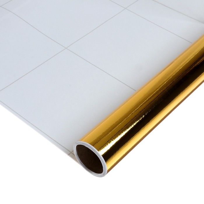 Пленка самоклеящаяся, металлизированная, золотая, 0.45 х 3 м, 30 мкм Пленка самоклеящаяся, металлизированная, золотая, 0.45 х 3 м, 30 мкм