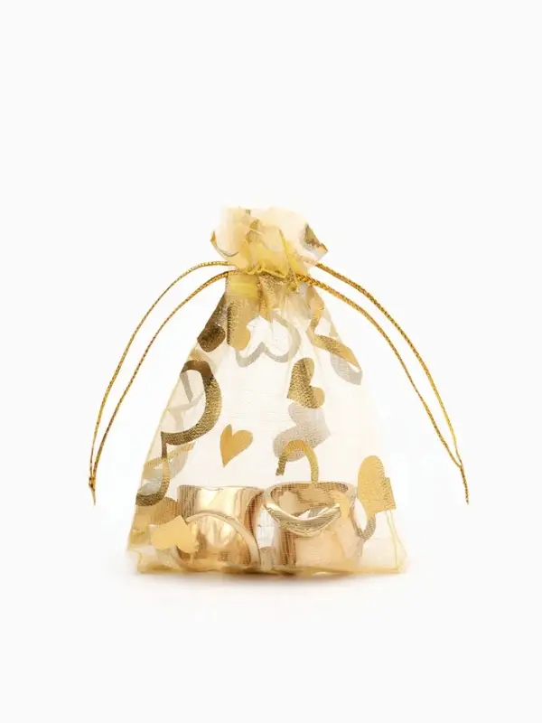 Набор мешочков подарочных 100шт.  "Сердечки", 7*9 см, цвет золотой (1195304)