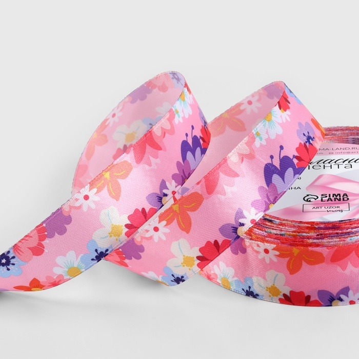 Лента атласная «Розовый букет», 25 мм × 23 ± 1 м, разноцветная Лента атласная «Розовый букет», 25 мм × 23 ± 1 м, разноцветная