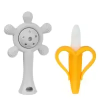 Набор силиконовых прорезывателей для зубов «Банан, погремушка», 2 шт., Крошка Я