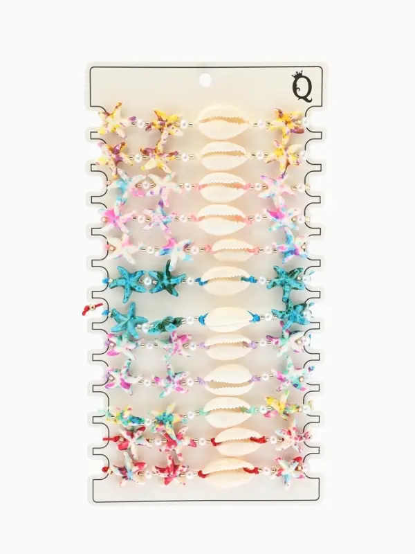 Браслет на нити &laquo;Морской. Ракушка и звезда&raquo;, d=6 см, МИКС