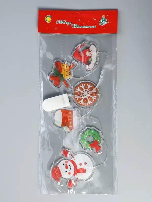 Светодиодная наклейка на окна  Светодиодная наклейка на окна "Новогодние забавы " 0.5 м, 6 LED, CR2032x2, Т/БЕЛЫЙ