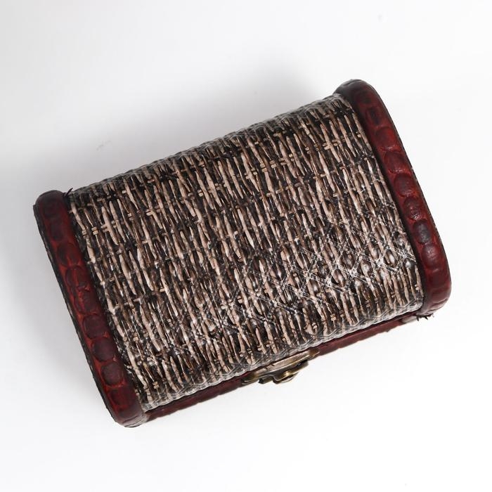 Шкатулка дерево сундучок "Ромбы плетёнка" 8,5х12х8,5 см