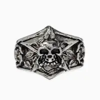 Кольцо &laquo;Перстень&raquo;, череп с цветами, цвет чернёное серебро, безразмерное