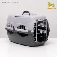 Переноска для животных до 12 кг &laquo;Пижон&raquo;, 49&times;33&times;32 см, металлическая дверь, пластик, серая