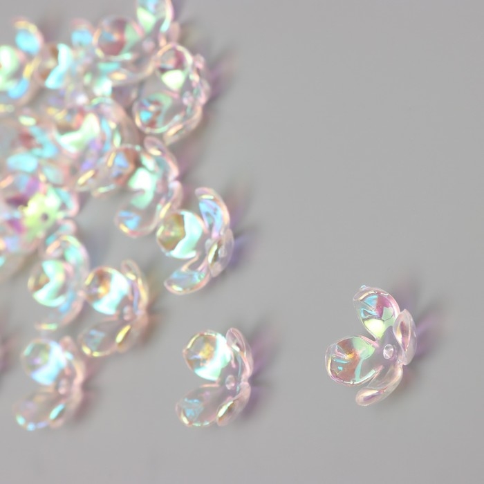 Бусины для творчества пластик Бусины для творчества пластик "Четырёхлистный цветок" набор 20 шт прозрачный перл. 1,6х1,4 см 9104