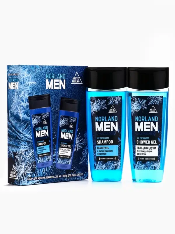 Подарочный набор мужской Norland Men Ice Freshness: гель для душа 250 мл + шампунь 250 мл