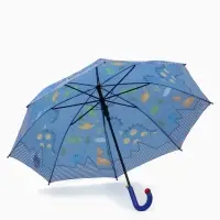 Зонт-трость детский п/авт R43/50 П/Э ДИНОЗАВРИКИ ручка-крюк синий пакет