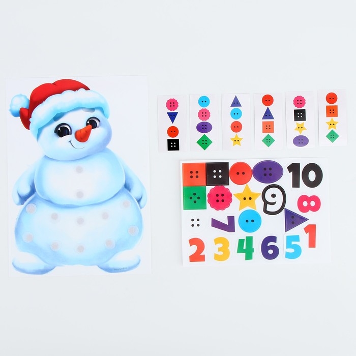 Новогодняя игра на липучках «Новый год! Снеговик. Учимся считать» Новогодняя игра на липучках «Новый год! Снеговик. Учимся считать»