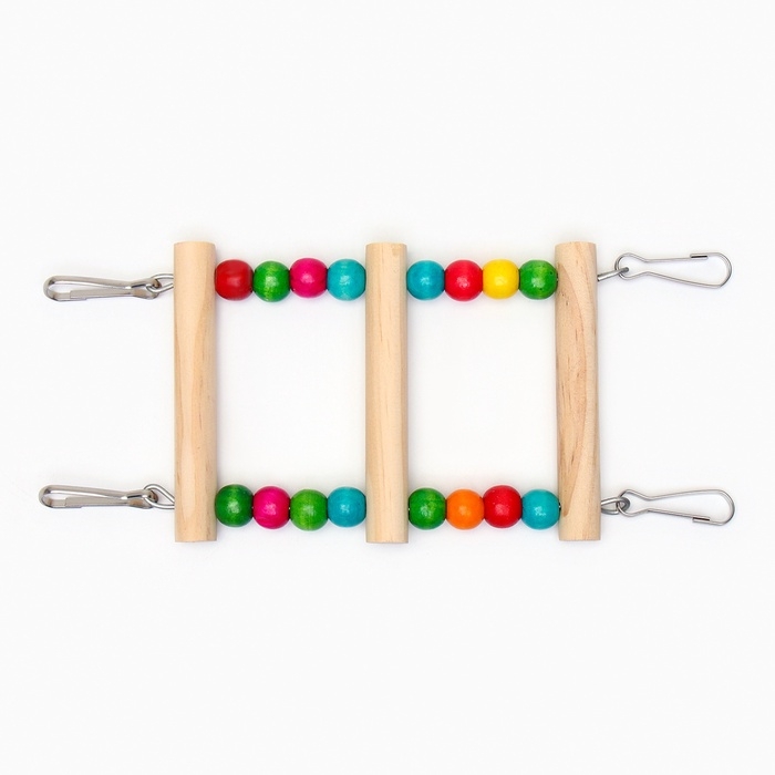 Игрушка для птиц  Игрушка для птиц "Лесенка с бусинами" 3 ступени, 23 см, микс цветов