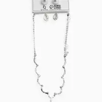 Набор 2 предмета: серьги, колье &laquo;Вечерний шик. Капля&raquo;, бело-красный в серебре