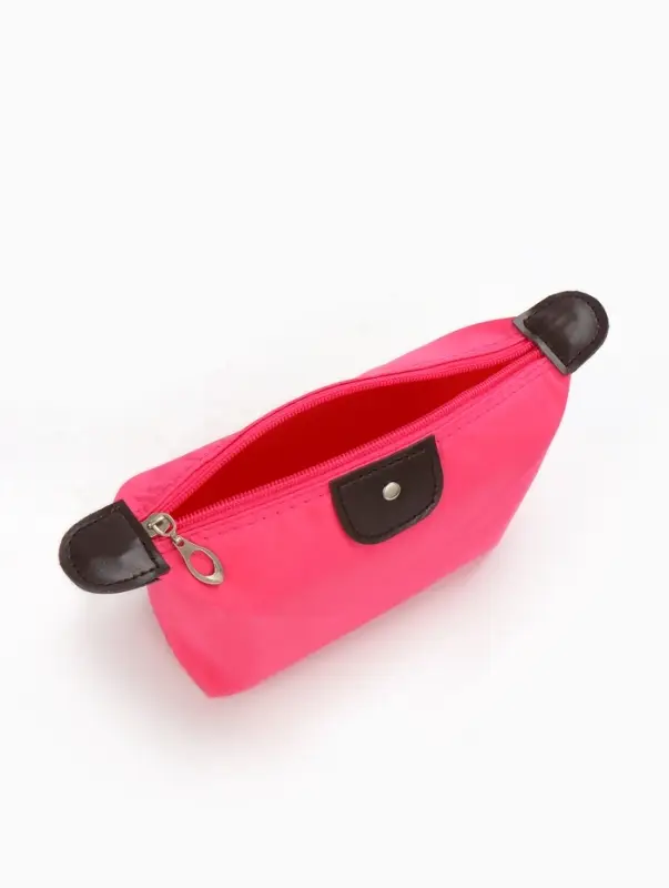Косметичка простая на молнии, маленькая, розовая