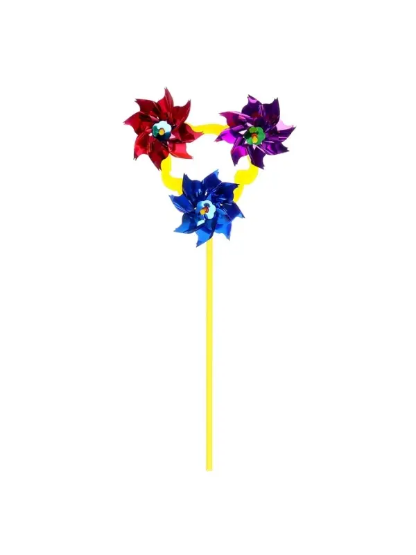 Ветерок &laquo;Вертушка тройная&raquo;, садовая, 18&times;39 см, набор 5 шт., МИКС