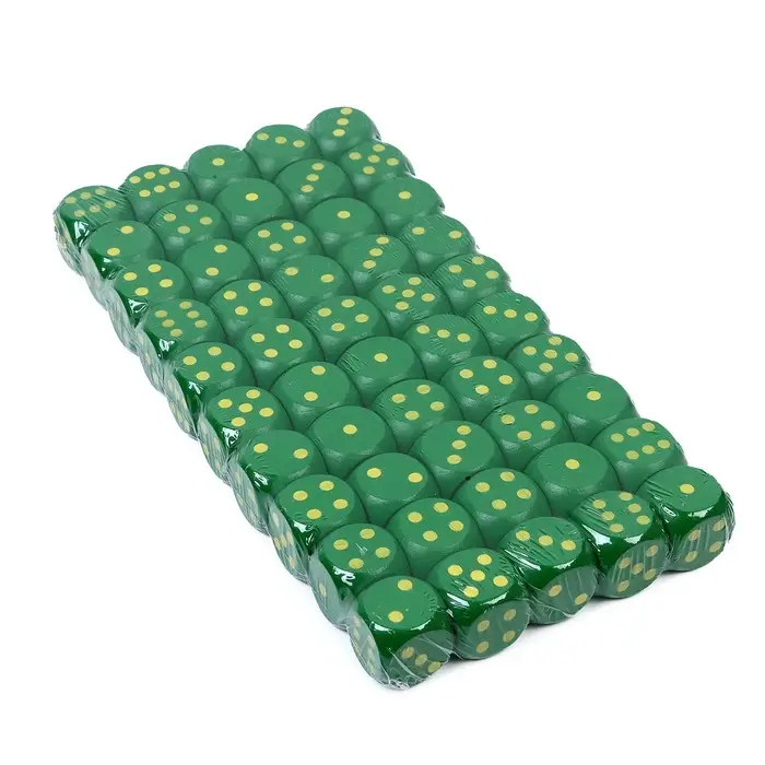 Кубики игральные, 2.5&times;2.5 см, набор 50 шт., зелёные
