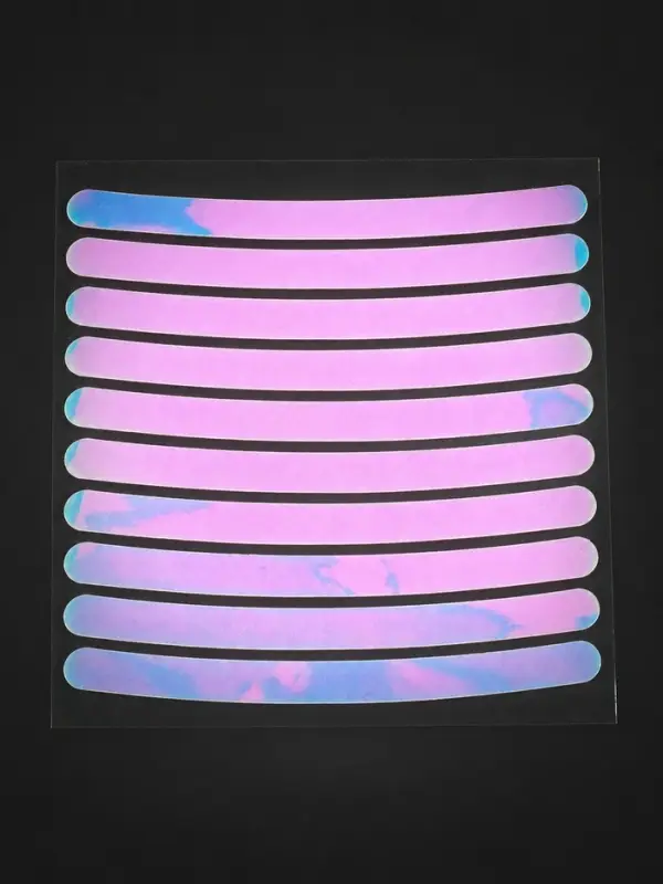 Наклейка светоотражающая, 10 полос, 0.7&times;9 см, розовая