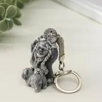 Брелок "Девочка со щенком и бубном маленькая" 4,8 см