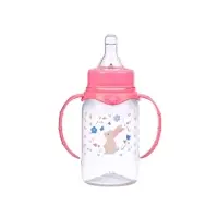 Бутылочка для кормления малыша M&B &laquo;Доченька&raquo;, классическое горло, с ручками, от 0 мес., 150 мл., розовый