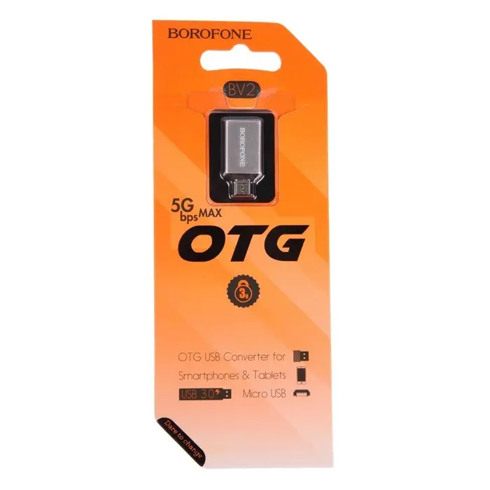 Адаптер Borofone BV2, USB - MicroUSB, серебристый Адаптер Borofone BV2, USB - MicroUSB, серебристый
