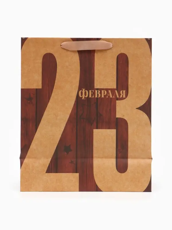 Пакет подарочный крафтовый, упаковка, &laquo;23 Февраля&raquo;, ML 23&times;27&times;8 см