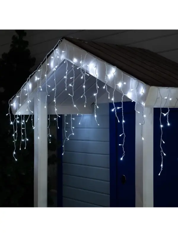 Гирлянда &laquo;Бахрома&raquo; 3&times;0.6 м, IP44, УМС, белая нить, 160 LED, свечение белое, мерцание белым, 220 В