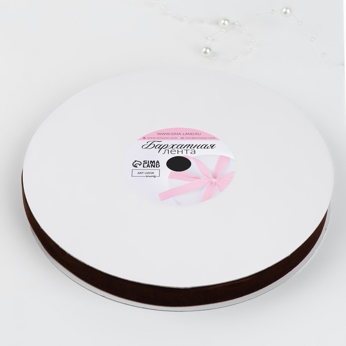 Лента бархатная, 20 мм, 18 ± 1 м, цвет коричневый №119 Лента бархатная, 20 мм, 18 ± 1 м, цвет коричневый №119