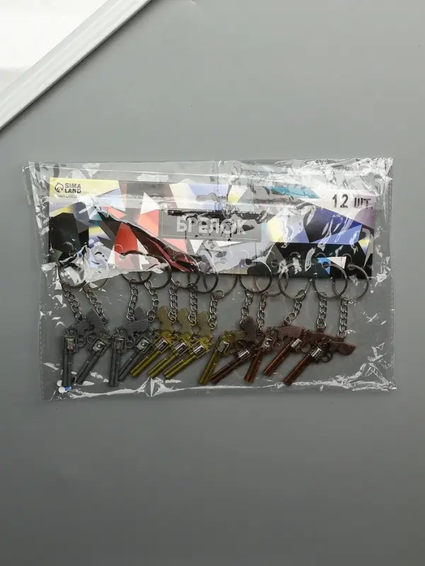 Брелок металл "Револьвер" крутится барабан МИКС 5,8х2,8х0,9 см