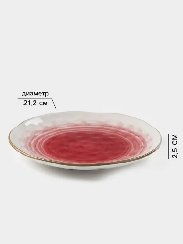 Тарелка Доляна &laquo;Космос&raquo;, d=21.2 см, фарфор, белая, красная