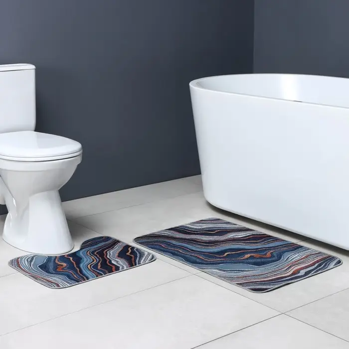 Коврики для ванной и туалета Доляна &laquo;Каменная лагуна&raquo;, 2 шт., 50&times;80 см, 50&times;40 см