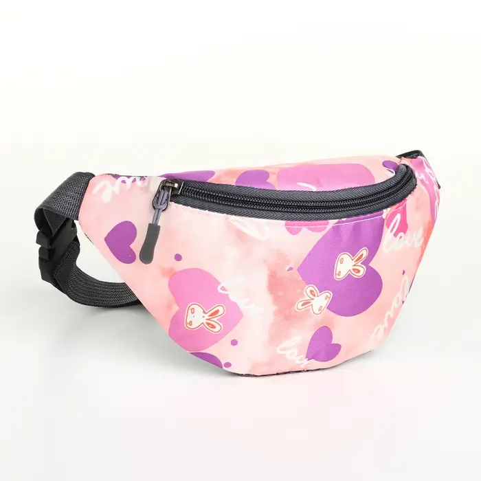 Сумка поясная детская для девочки на молнии, коралловая