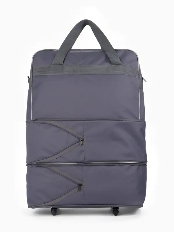 Сумка дорожная 20" на 4 колёсах, отдел на молнии, с увеличением, наружный карман, длинный ремень, серая