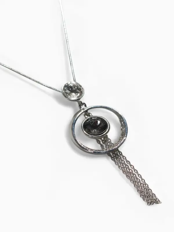 Кулон на цепочке &laquo;Юпитер&raquo;, серый в серебре, 72 см