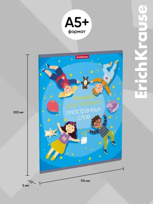 Тетрадь для записи иностранных слов, 48 листов, в линейку, ErichKrause Friendship, три столбца: слово, транскрипция, перевод, МИКС