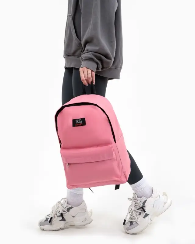 Рюкзак молодёжный на молнии, с карманом, однотонный, размер 29&times;12&times;39 см, нежно-розовый
