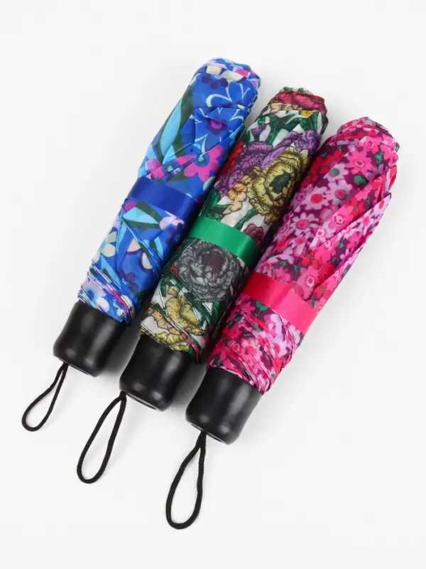 Зонт механический &laquo;Цветы&raquo;, 3 сложения, 8 спиц, R=48/55 см, d=96 см, МИКС
