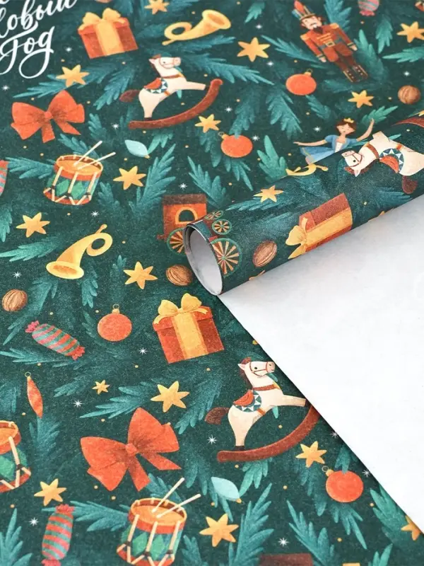 Бумага упаковочная крафтовая &laquo;Новый год. Щелкунчик&raquo;, 50&times;70 см