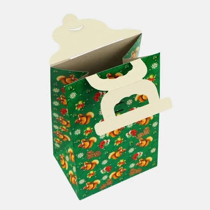 Подарочная коробка новогодняя Сумочка мини «Потерн праздничный грильяж» 140×100×223 см Подарочная коробка новогодняя Сумочка мини «Потерн праздничный грильяж» 140×100×223 см