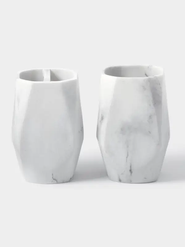 Аксессуары для ванной &laquo;Мрамор&raquo;, 4 предмета, дозатор 190 мл, мыльница, 2 стакана 290 мл, белые