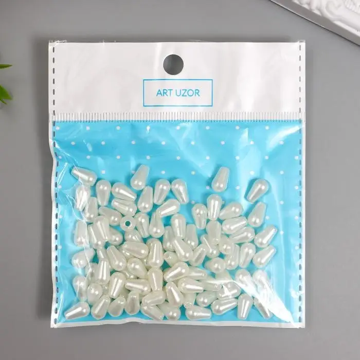 Бусины для творчества пластик «Вытянутый жемчуг» набор 15 г 1×0.8 см