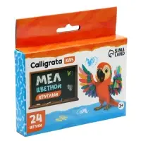 Мел школьный цветной Calligrata kids, 6 цветов, набор 24 штуки, круглый