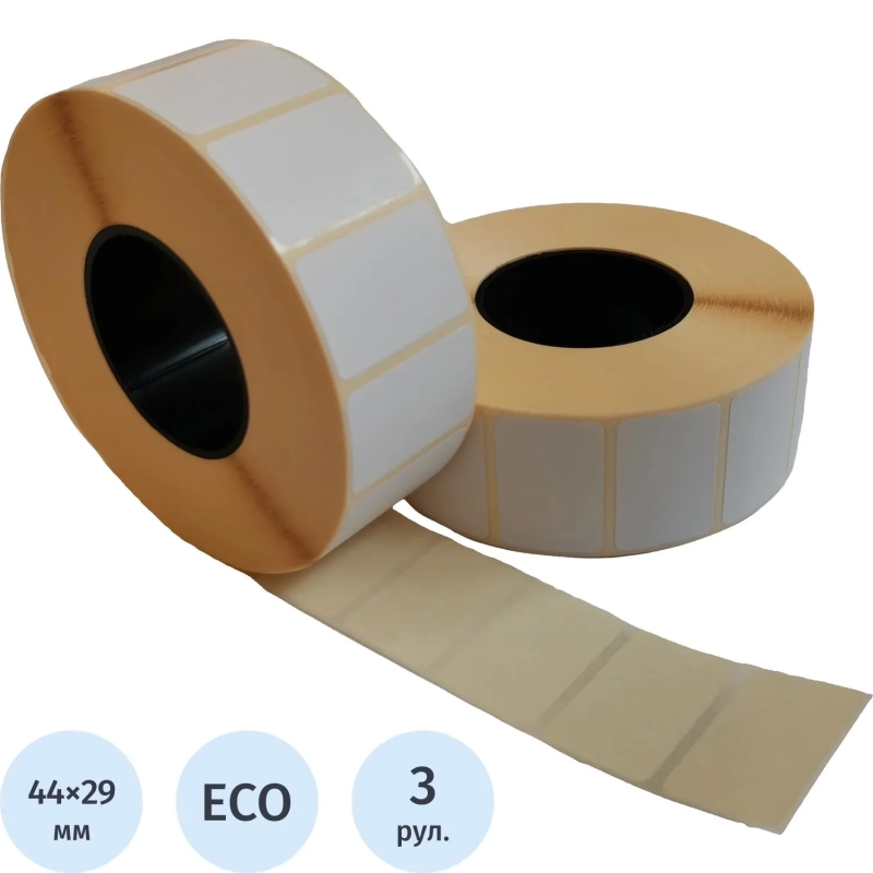Термоэтикетки ЭКО 44х29, 1000 шт/рул, вт. 40, 3 рул/уп (спайка) (ДИ)