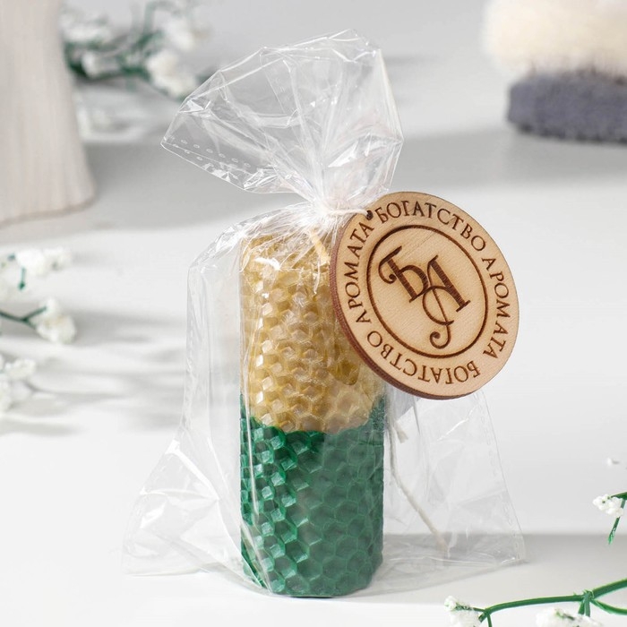 Свеча из вощины, медово-зеленые, 8 см Свеча из вощины, медово-зеленые, 8 см