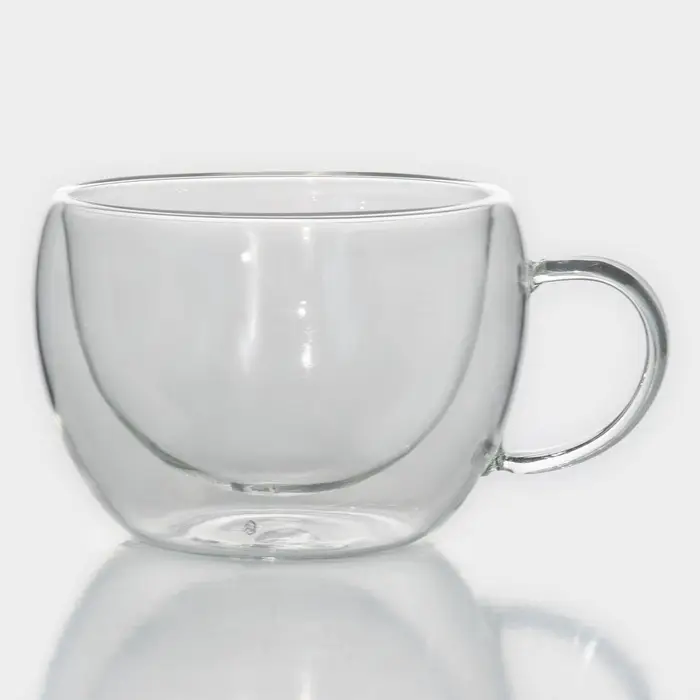 Кружка с двойными стенками Magistro &laquo;Лиди. Дуо&raquo;, 200 мл, 12&times;9.5&times;6.5 см, стекло, прозрачная