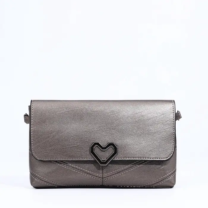 Сумка женская, кросс-боди, на магните, 24&times;6&times;14 см, серая