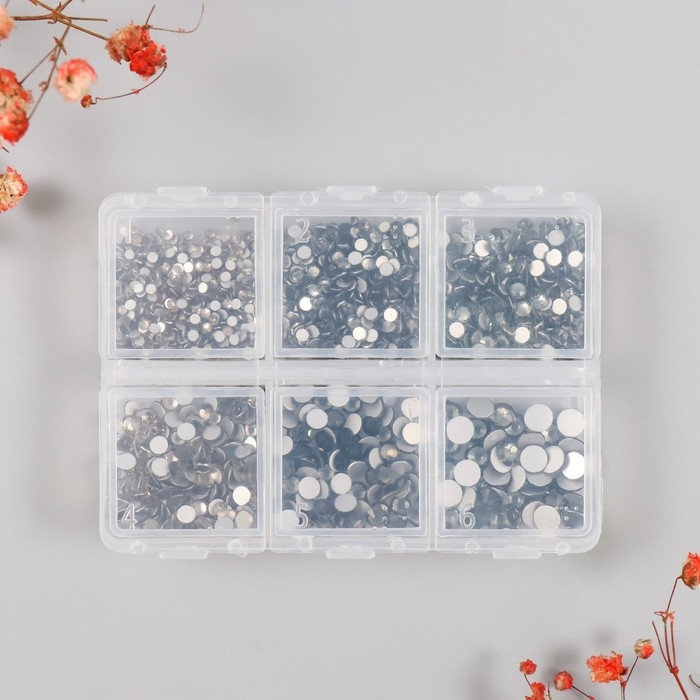 Декор для творчества стекло Декор для творчества стекло "Стразы. Прозрачно-серый" d=2-4,8 мм н-р 1188 шт 6х8х1,5 см