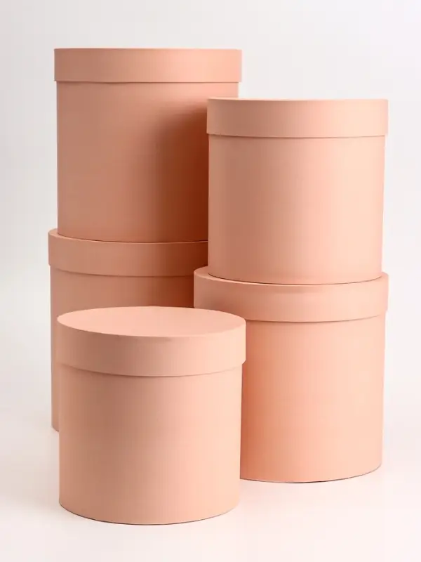 Набор круглых коробок 5 в 1 &laquo;Краски&raquo;, персиковый, 25&times;25&times;25 - 19&times;19&times;19 см