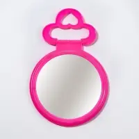 Зеркало настольное, круглое, настенное, 11.5&times;17.8 см, (d=9.5 см), розовое