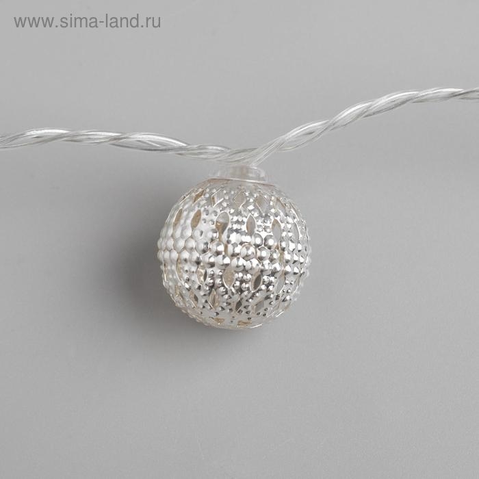 Гирлянда «Нить» 4 м с насадками «Шарик с узором», IP20, прозрачная нить, 20 LED, свечение белое, 8 режимов, 220 В Гирлянда «Нить» 4 м с насадками «Шарик с узором», IP20, прозрачная нить, 20 LED, свечение белое, 8 режимов, 220 В