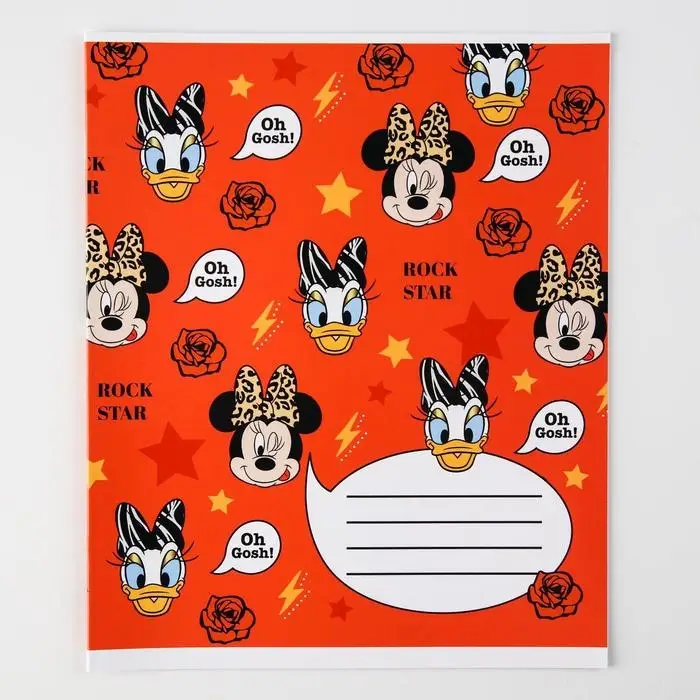 Тетрадь в клетку 12 листов, 5 видов МИКС, обложка мелованный картон, &laquo;Минни Маус&raquo;