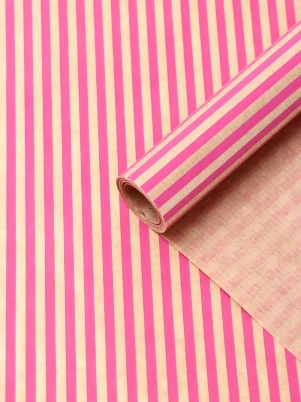 Бумага упаковочная крафт Бумага упаковочная крафт "Полосы розовые", 0,68 х 10 ±5% м, 60 гр